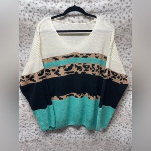 MULTI COLOR V- NECK SWEATER